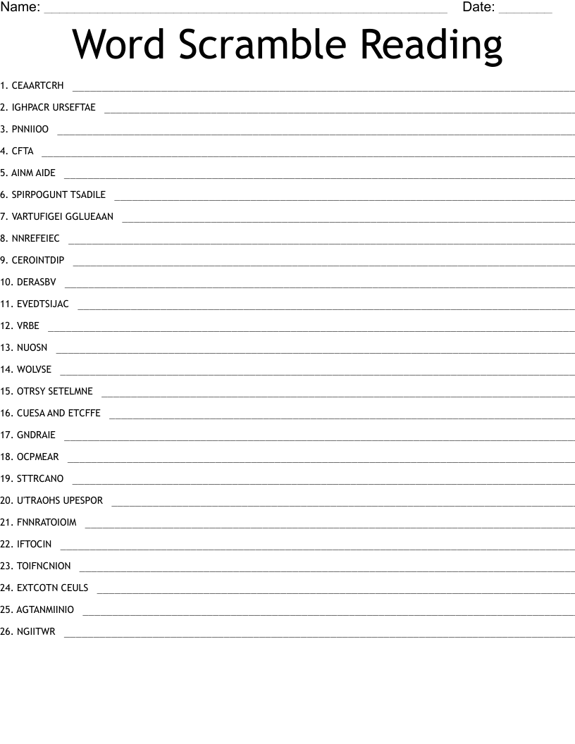 Word Scramble Reading - WordMint