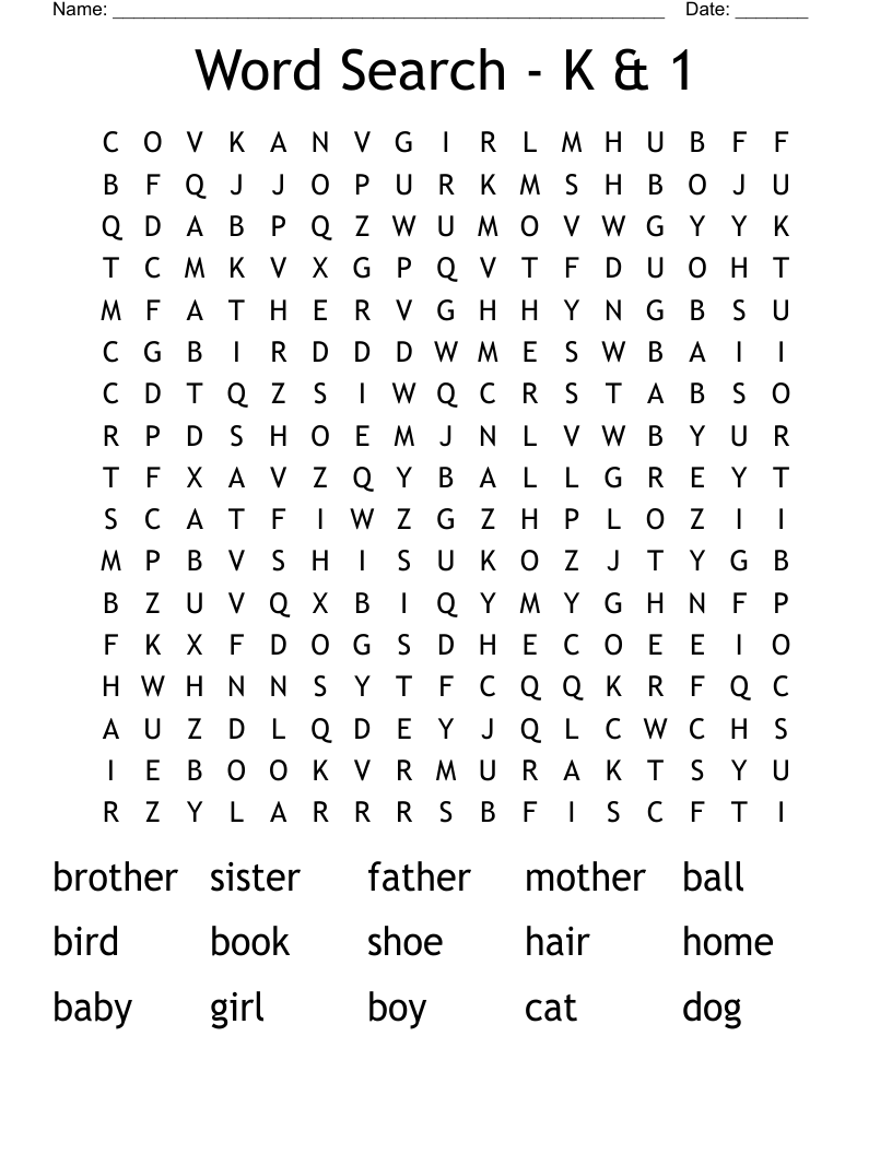 Word Search K & 1 WordMint