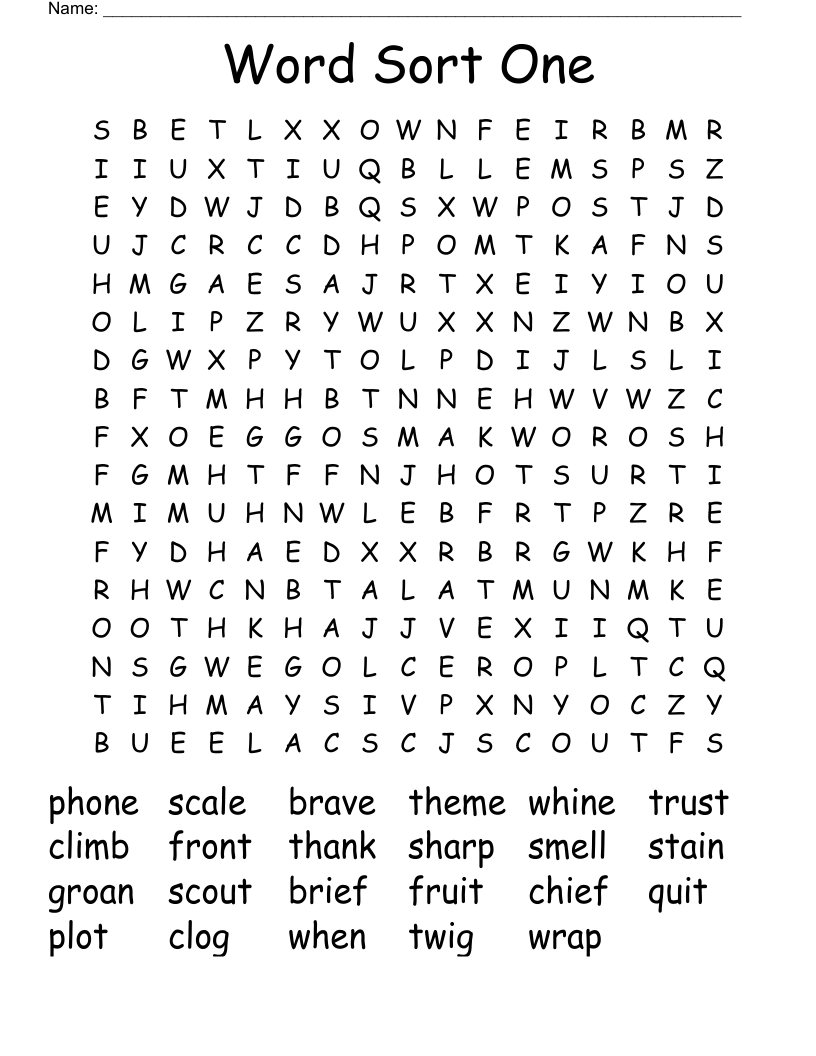 Word Sort One Word Search - WordMint
