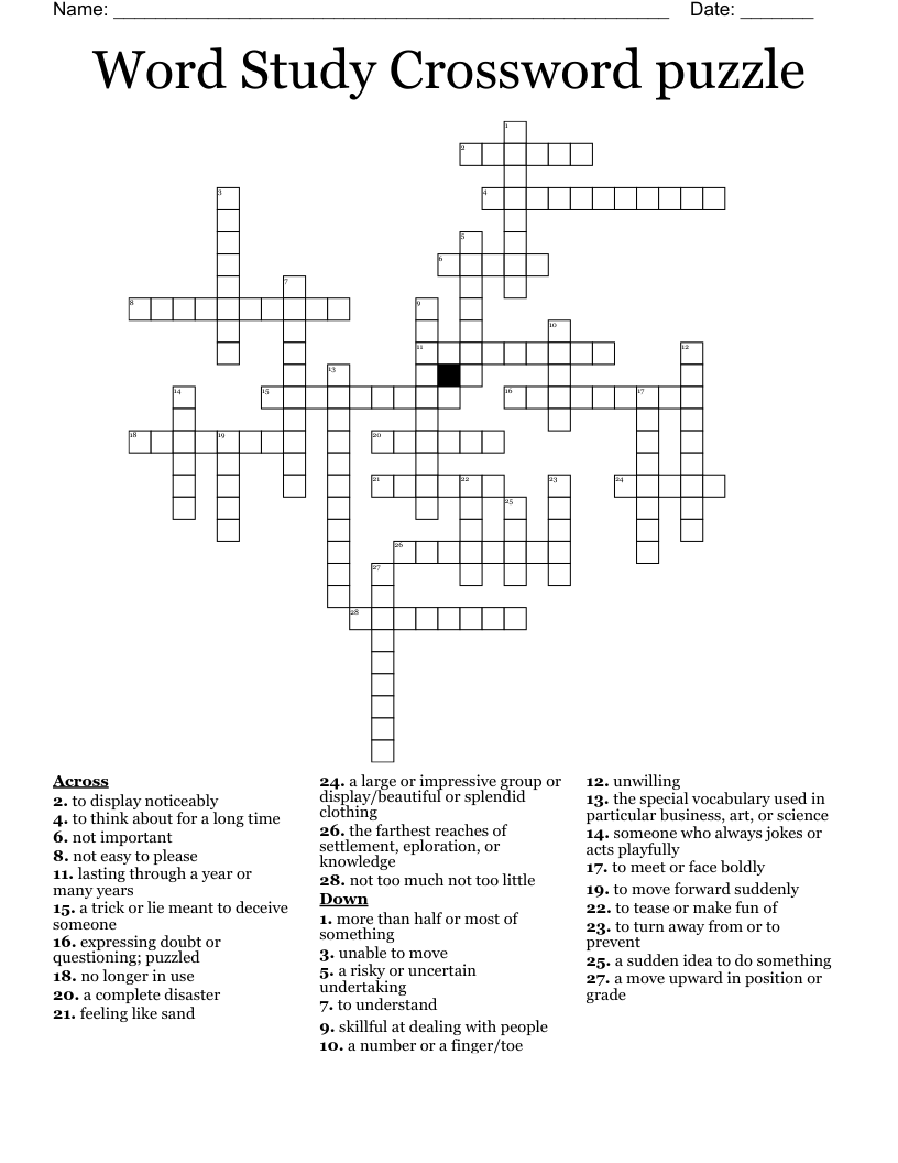 Word Study Crossword puzzle - WordMint