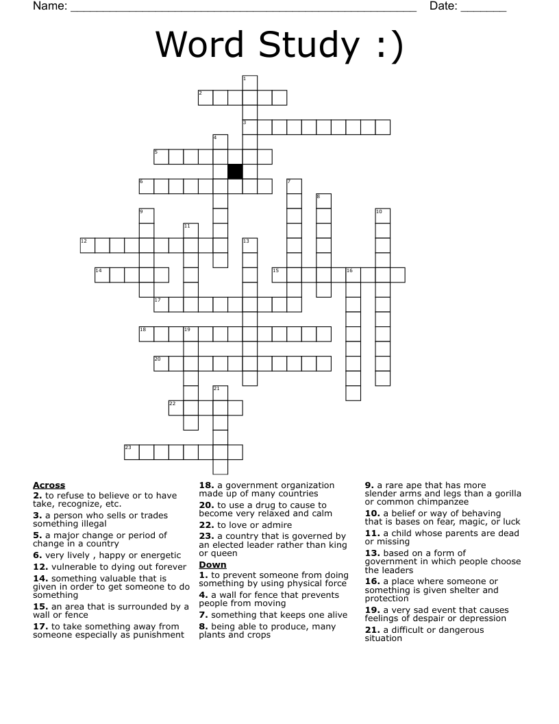 Word Study ) Crossword WordMint