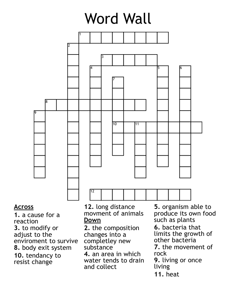 Word Wall Crossword WordMint