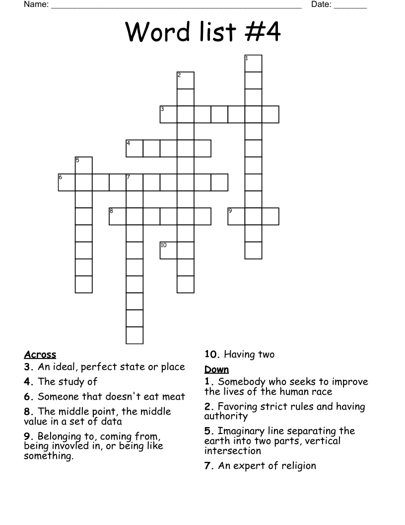 Word list 4 Crossword WordMint