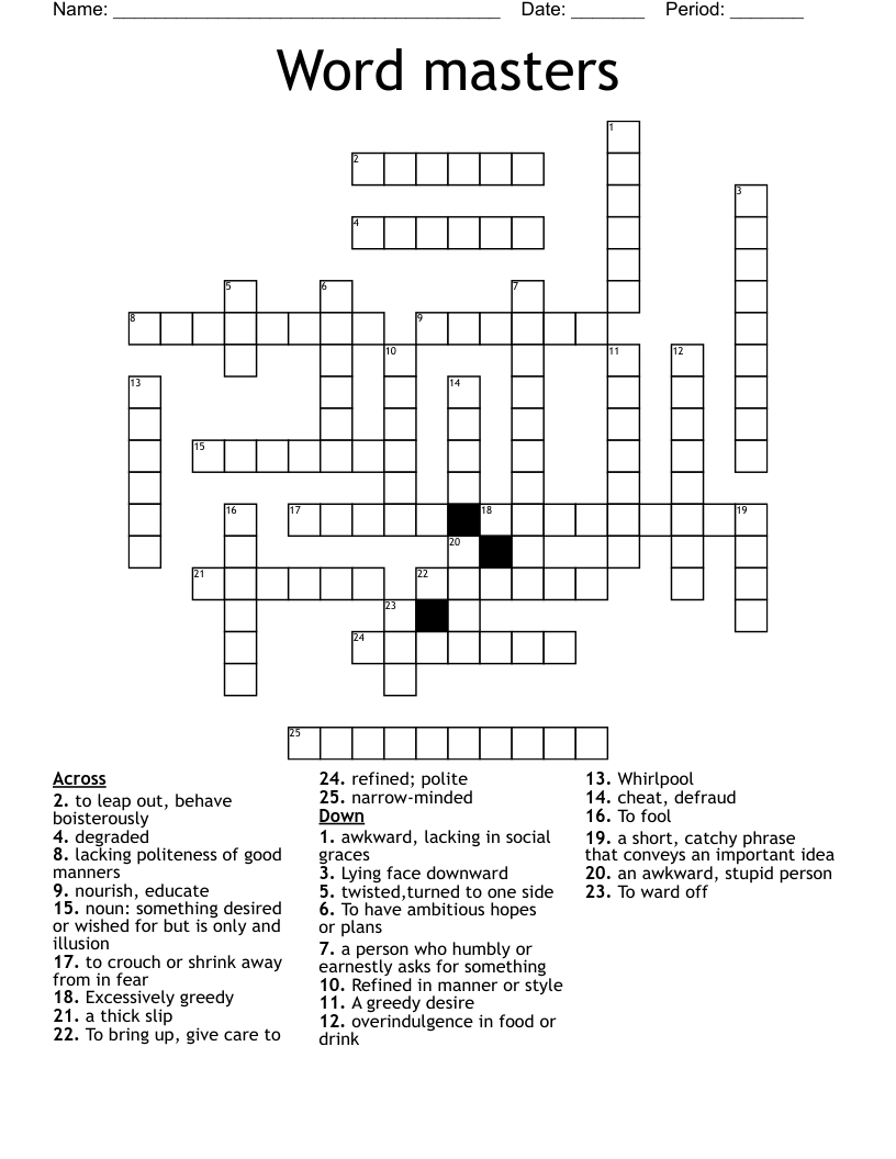 Word masters Crossword WordMint
