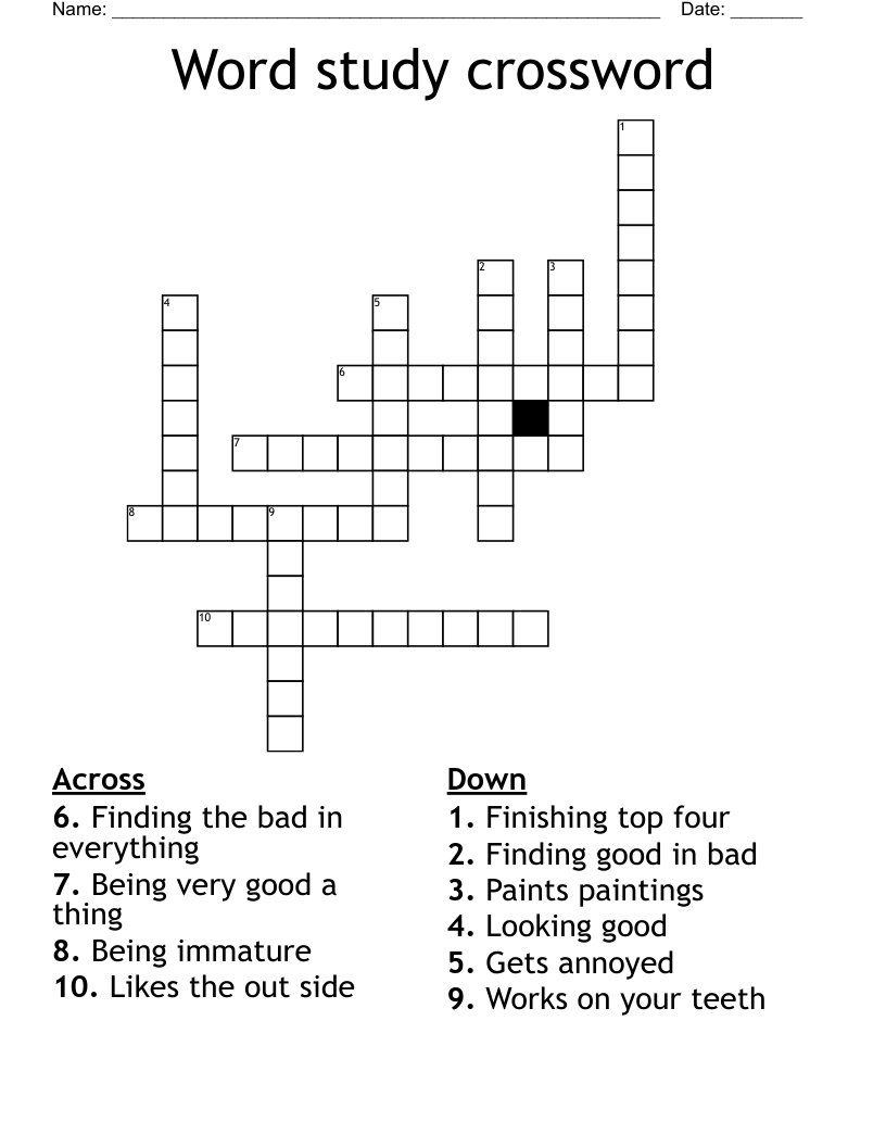 Word study crossword WordMint