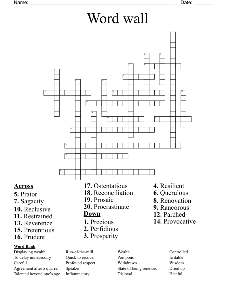 Word wall Crossword WordMint