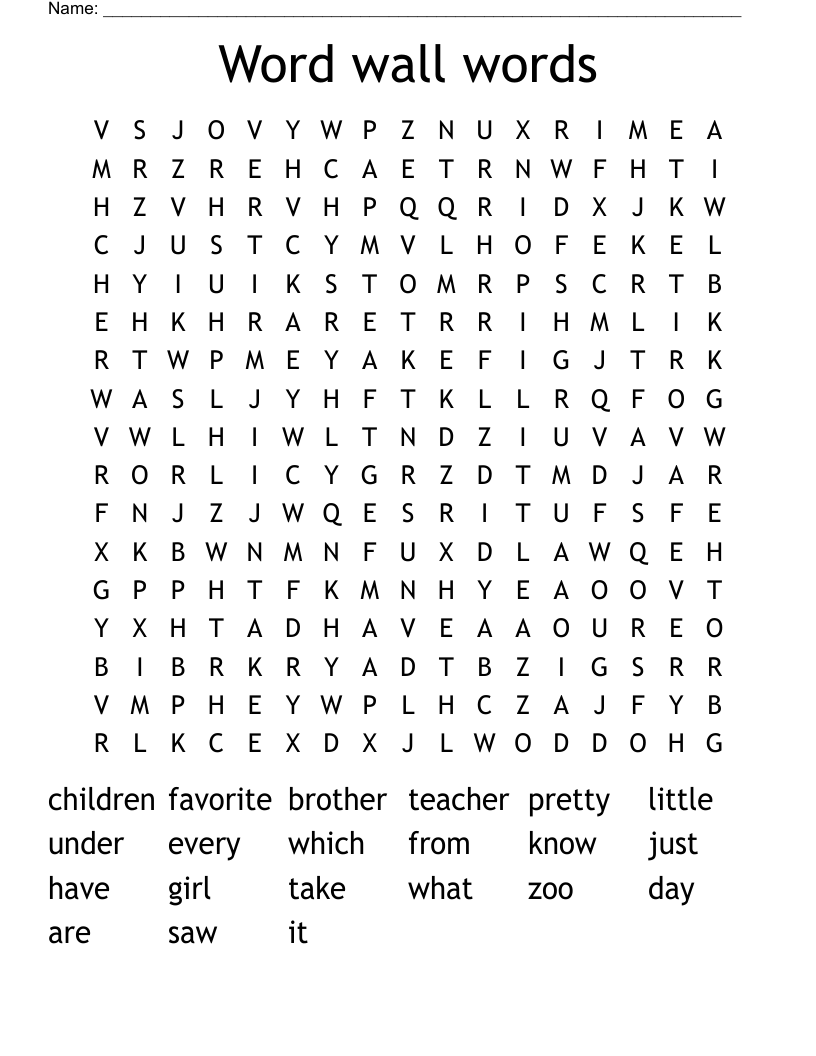 Word wall words Word Search WordMint