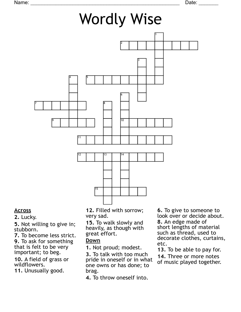 Wordly Wise Crossword WordMint