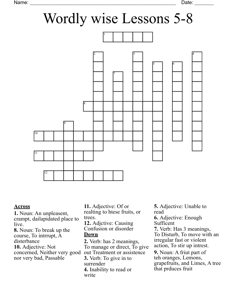 Flocabulary Unit 3 Crossword WordMint