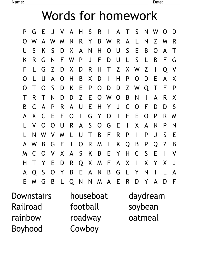 Words for homework Word Search WordMint