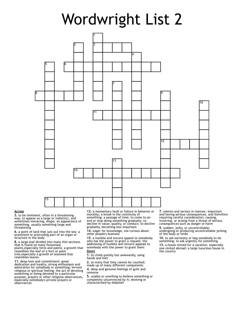 Wordwright List 2 Crossword WordMint