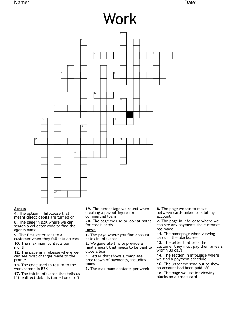 Work Crossword WordMint