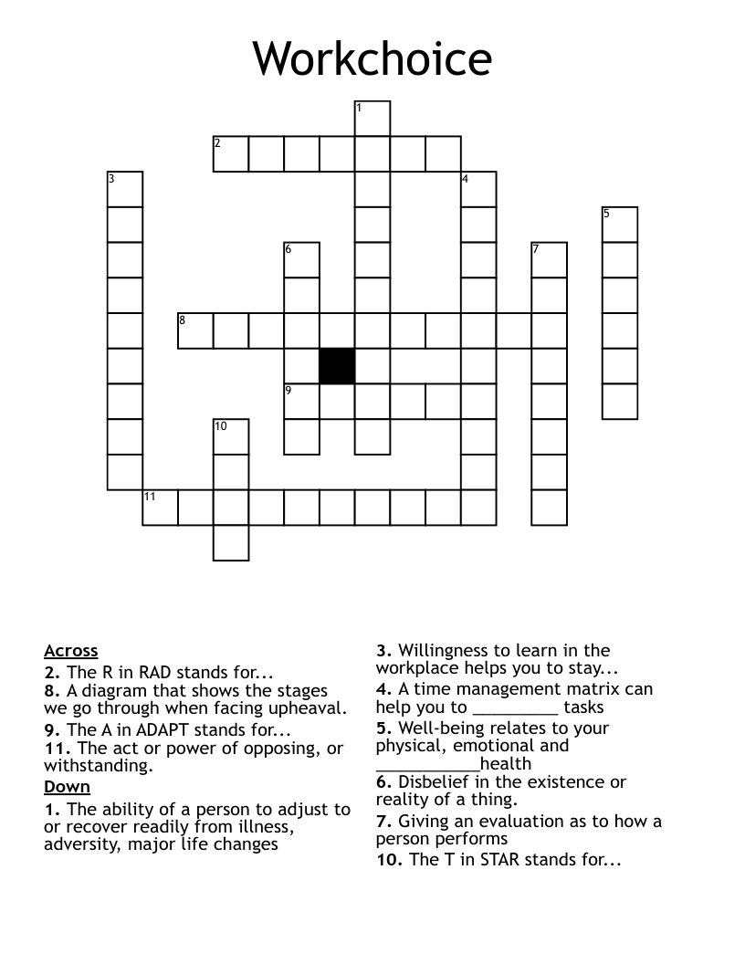 Workchoice Crossword WordMint