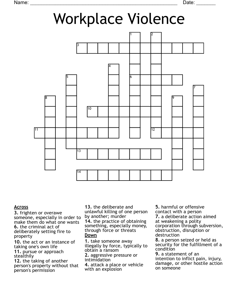 Bullying Crossword WordMint