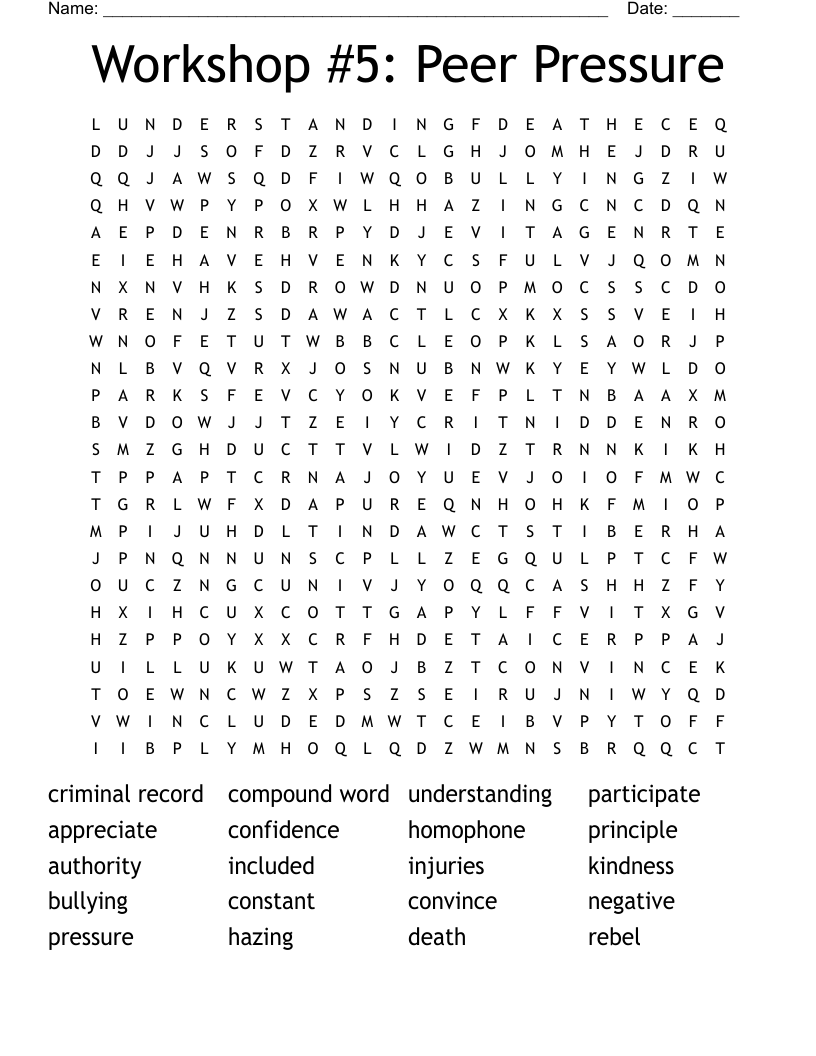 Peer Pressure Crossword WordMint
