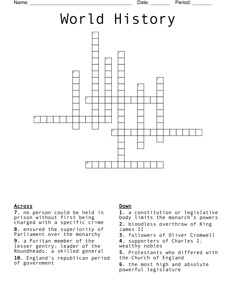 World History Crossword WordMint