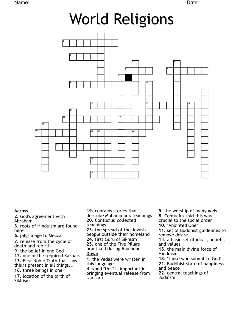 World Religions Word Search WordMint