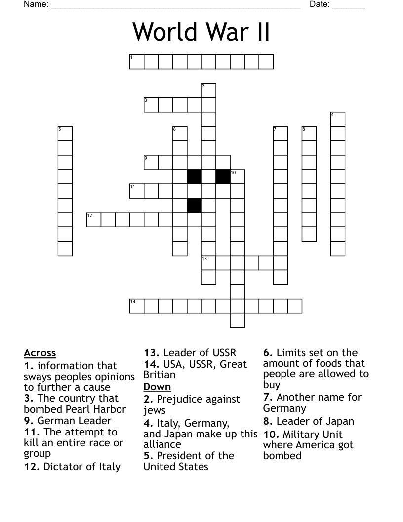 World War II Crossword WordMint