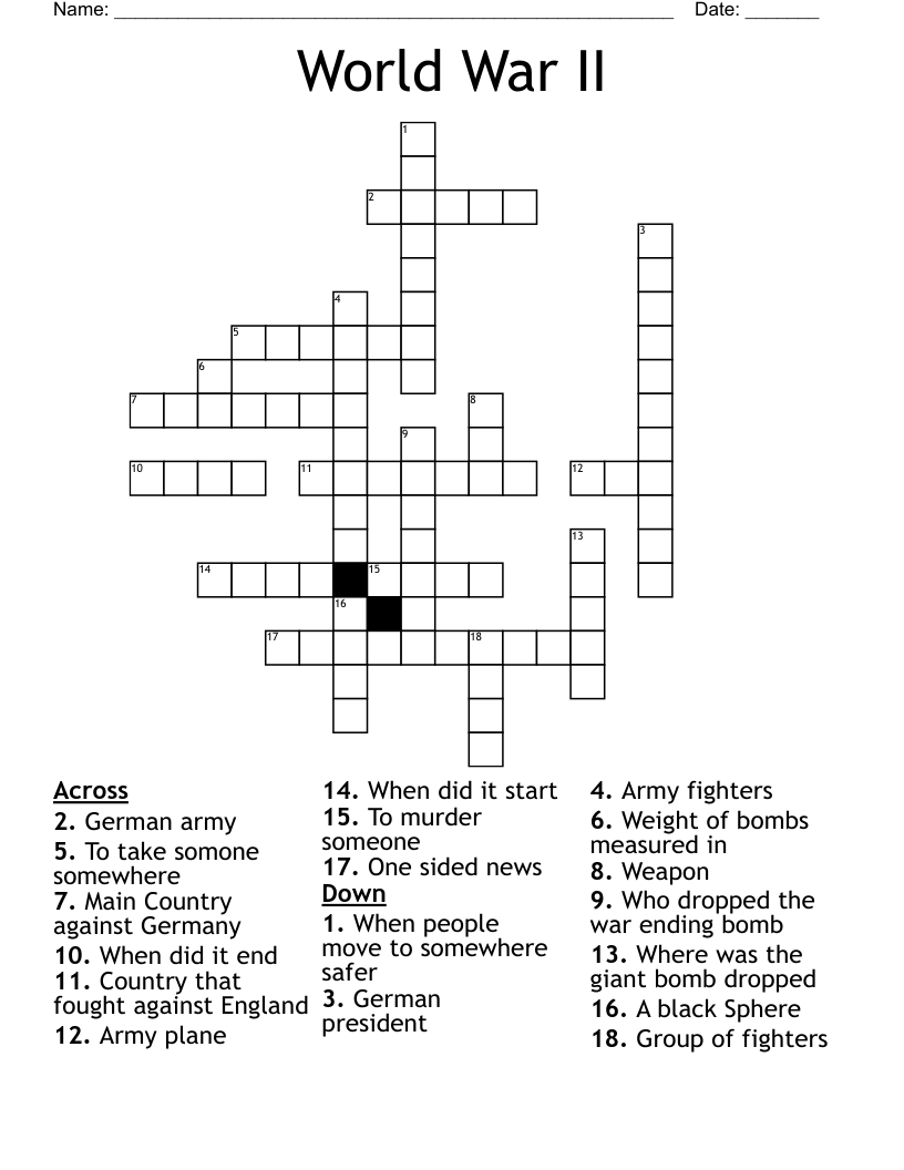 World War II Crossword WordMint