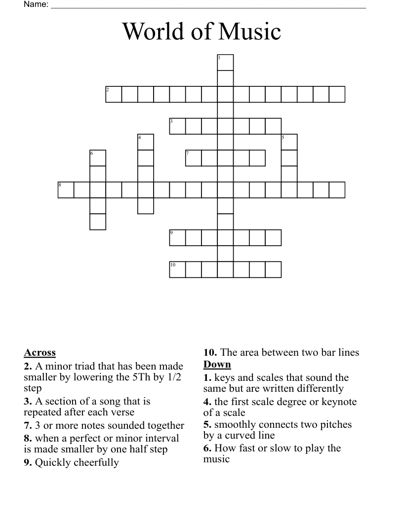 World of Music Crossword WordMint