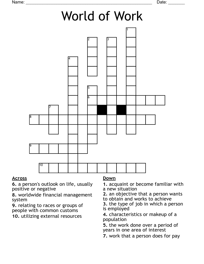 World of Work Crossword - WordMint