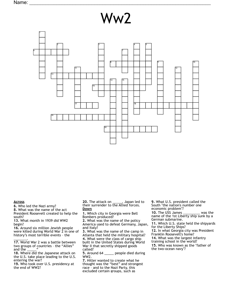 Ww2 Crossword WordMint