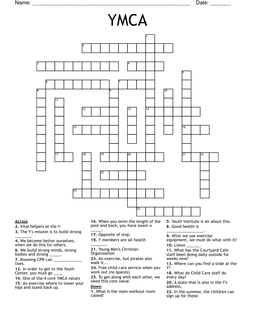 YMCA Crossword WordMint