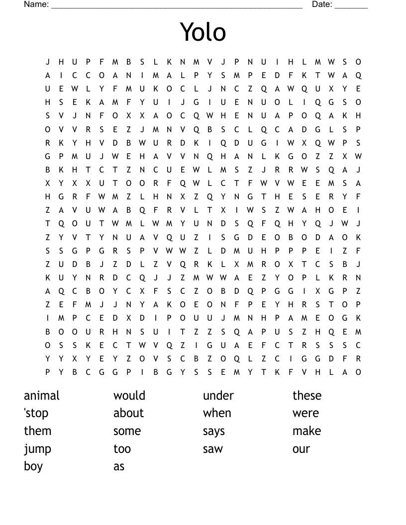 Yolo Word Search WordMint