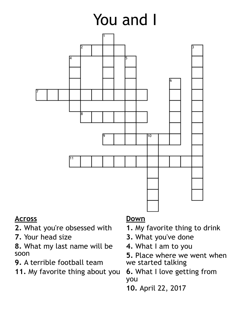 You and I Crossword WordMint