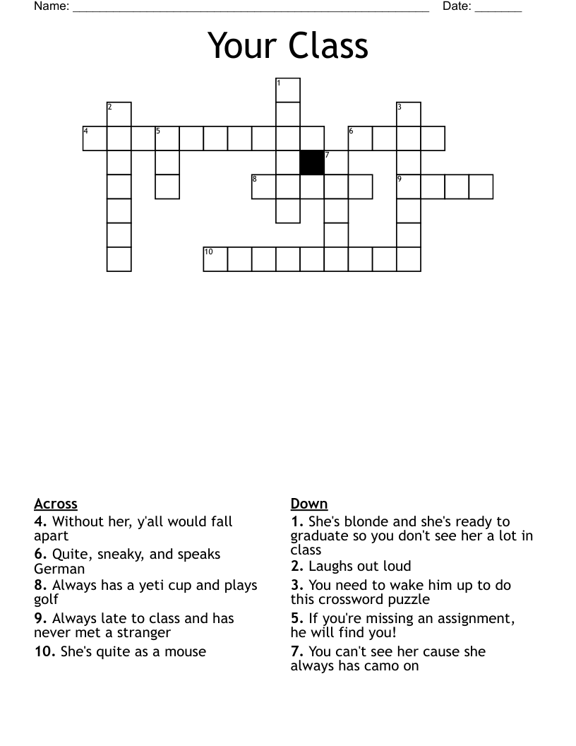 Your Class Crossword WordMint