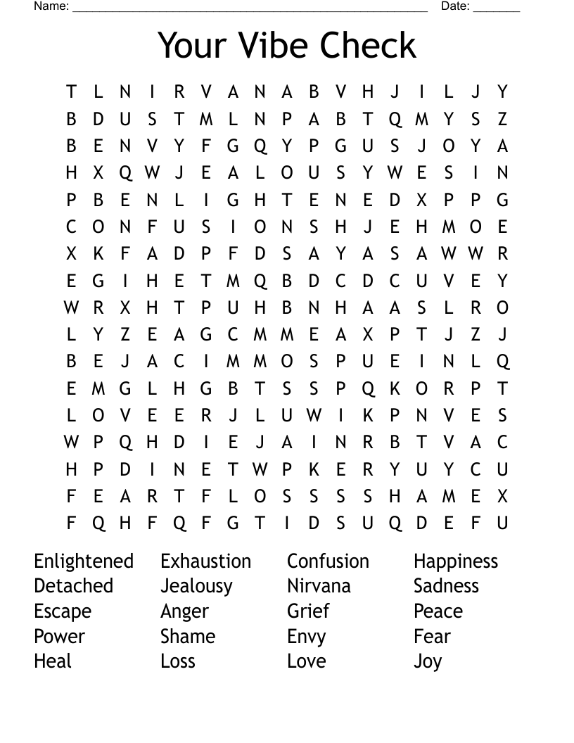 Your Vibe Check Word Search WordMint