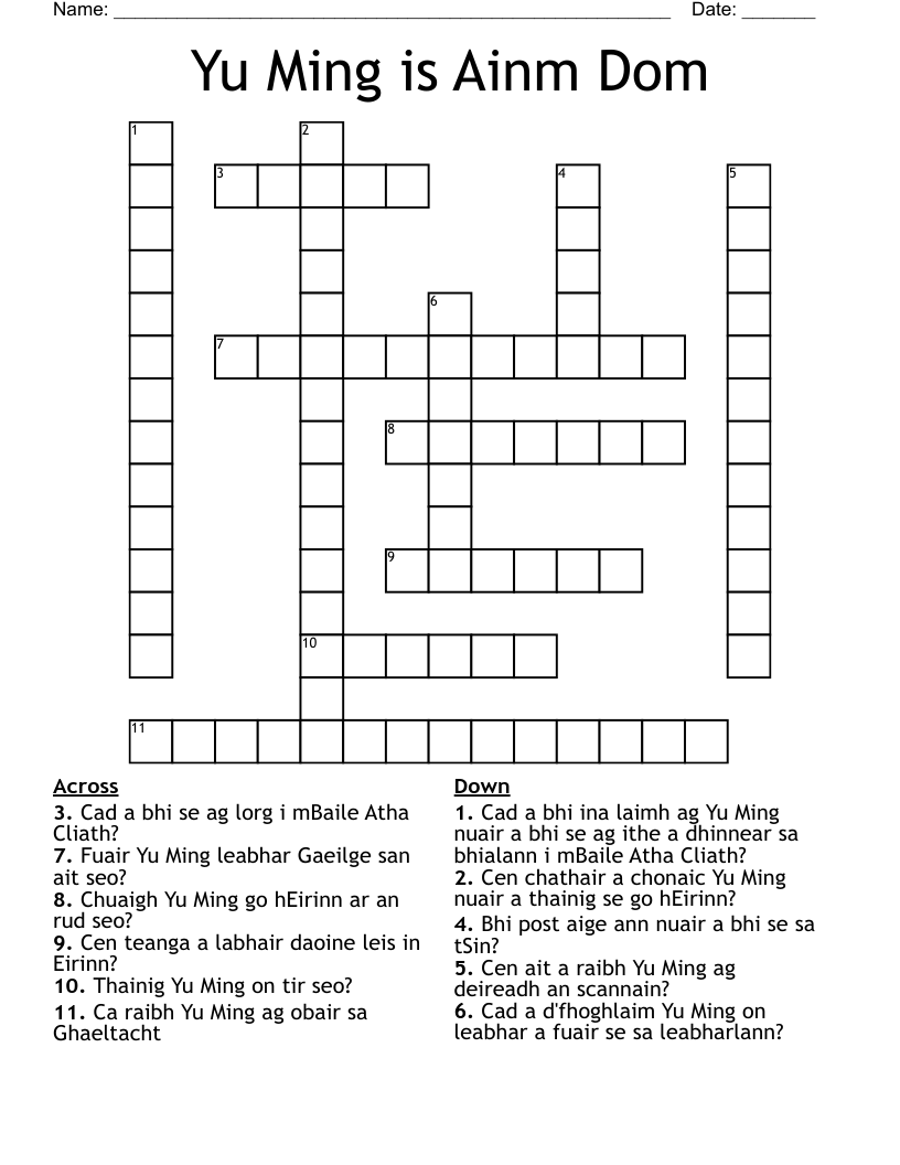 Yu Ming Is Ainm Dom Word Search WordMint