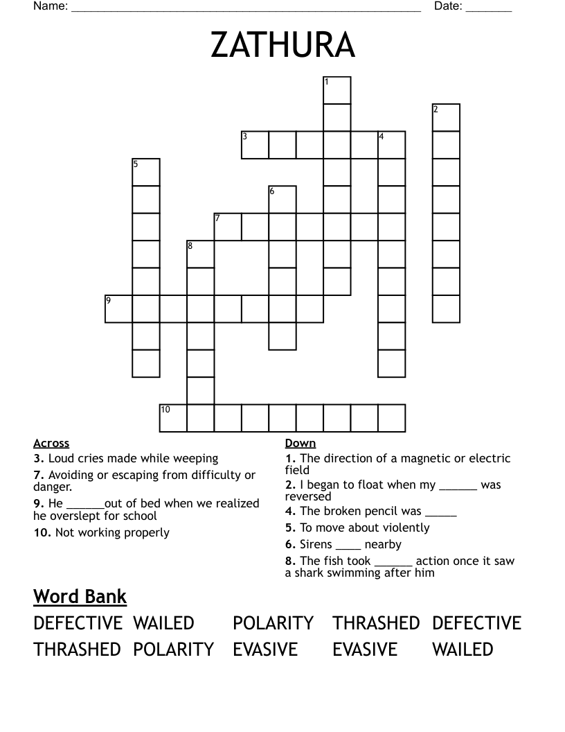 ZATHURA Crossword WordMint