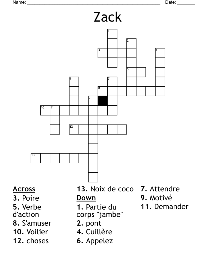 Zack Crossword WordMint