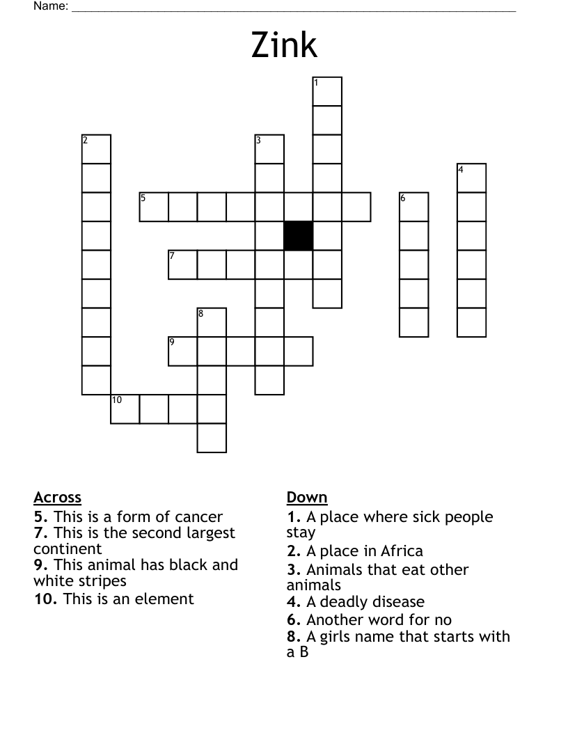 Zink Crossword WordMint