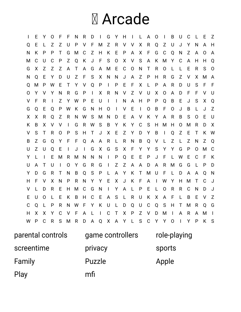 Arcade Word Search WordMint