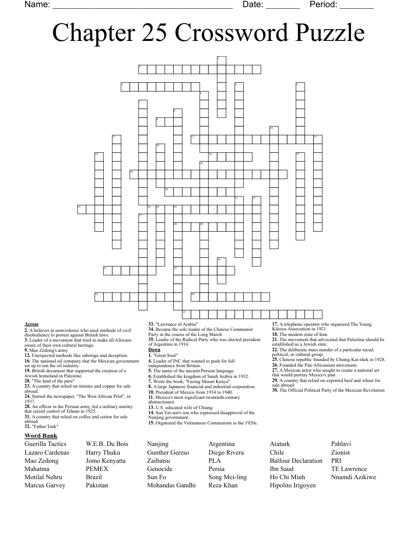 Chapter 25 Crossword Puzzle WordMint