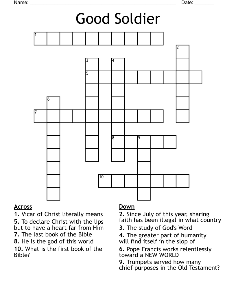 Good Soldier Crossword WordMint