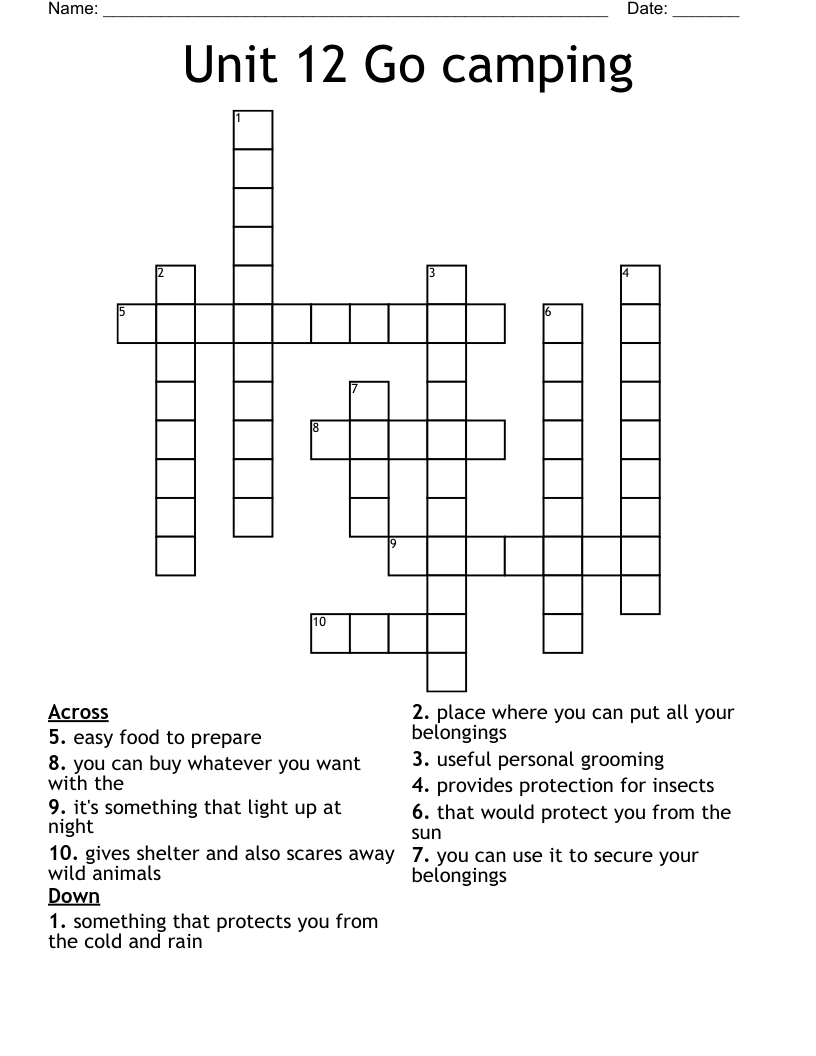 Camping Crossword Puzzle Printable