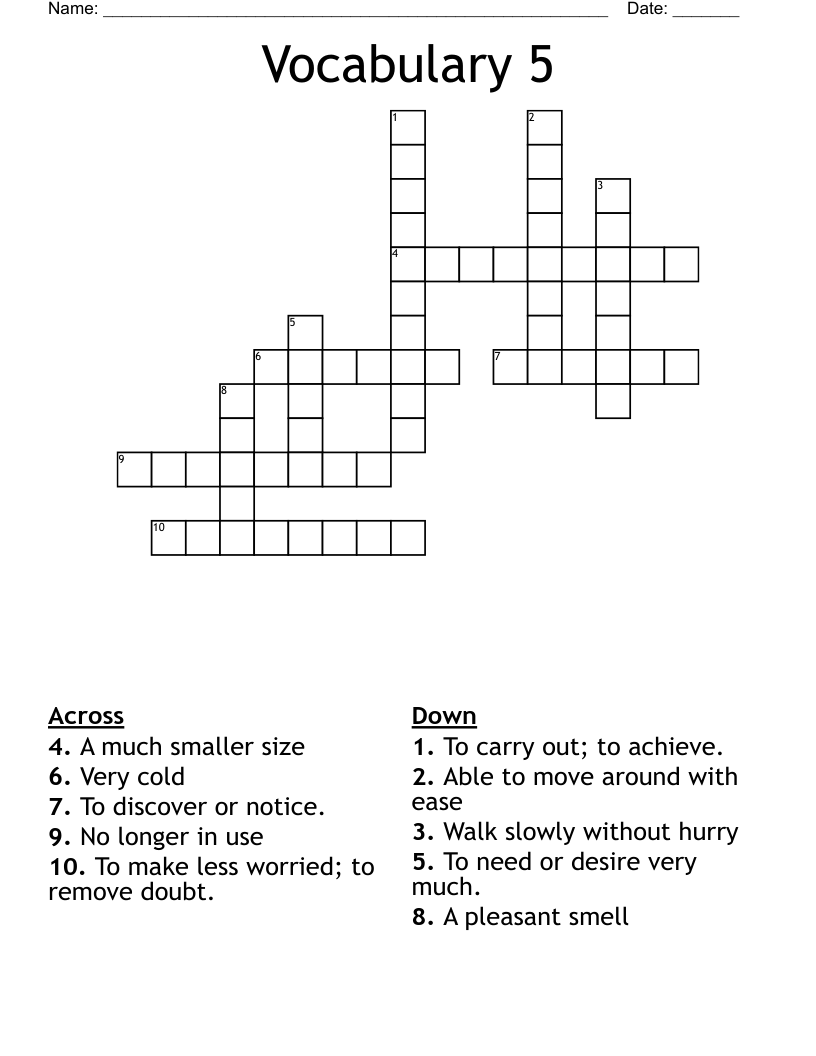 Unit 5 Vocabulary Worksheet WordMint