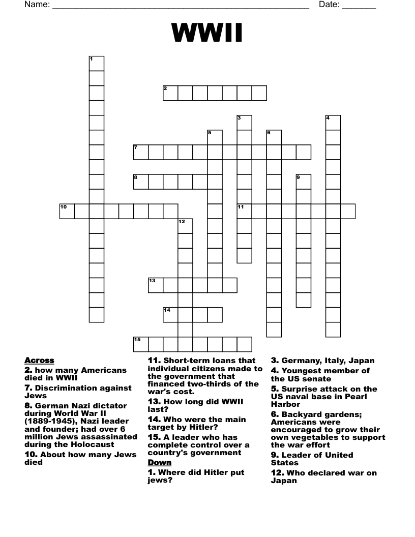 WWII Crossword WordMint
