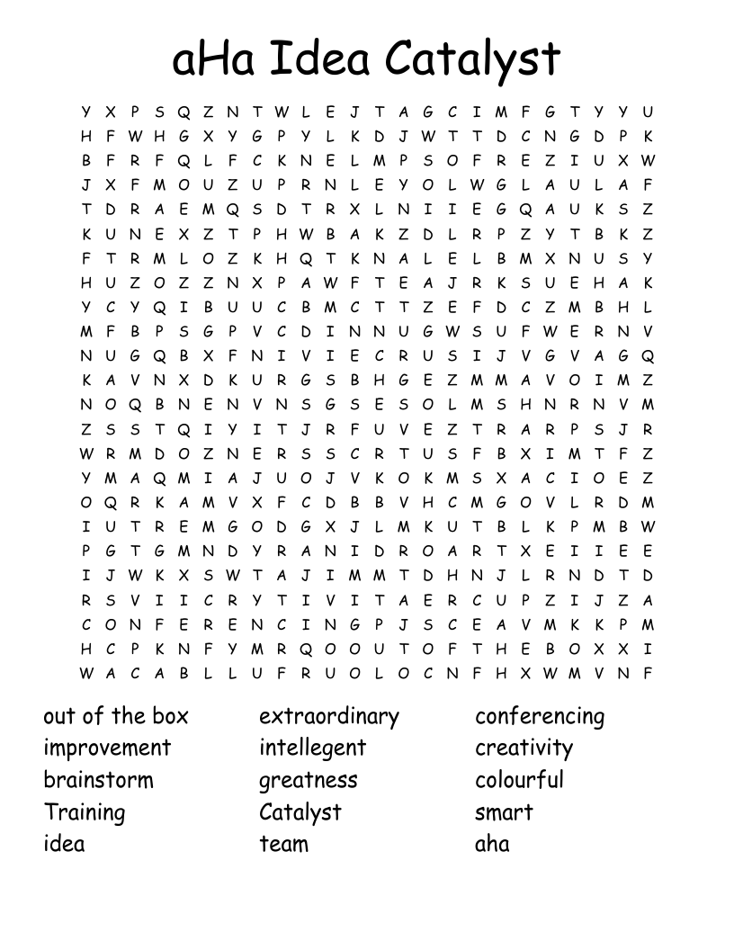 aHa Idea Catalyst Word Search WordMint