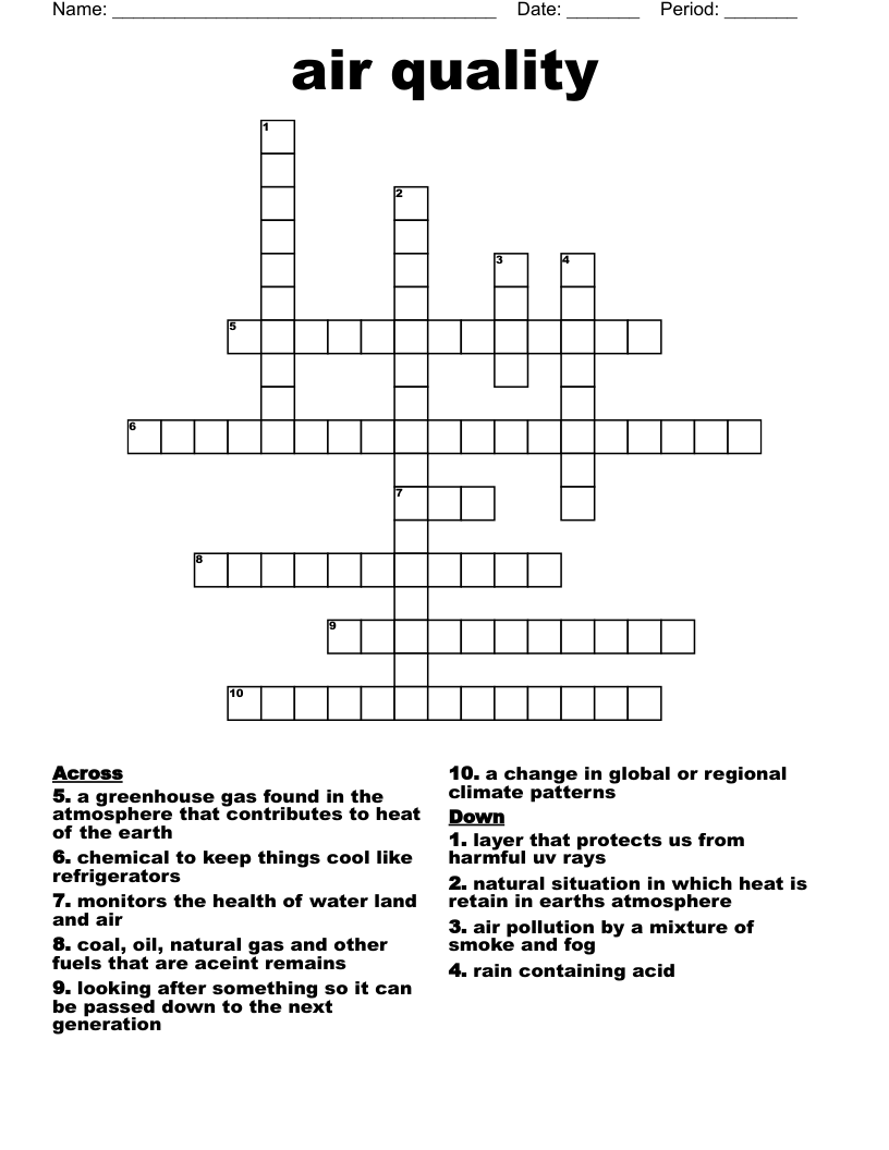 air quality Crossword - WordMint