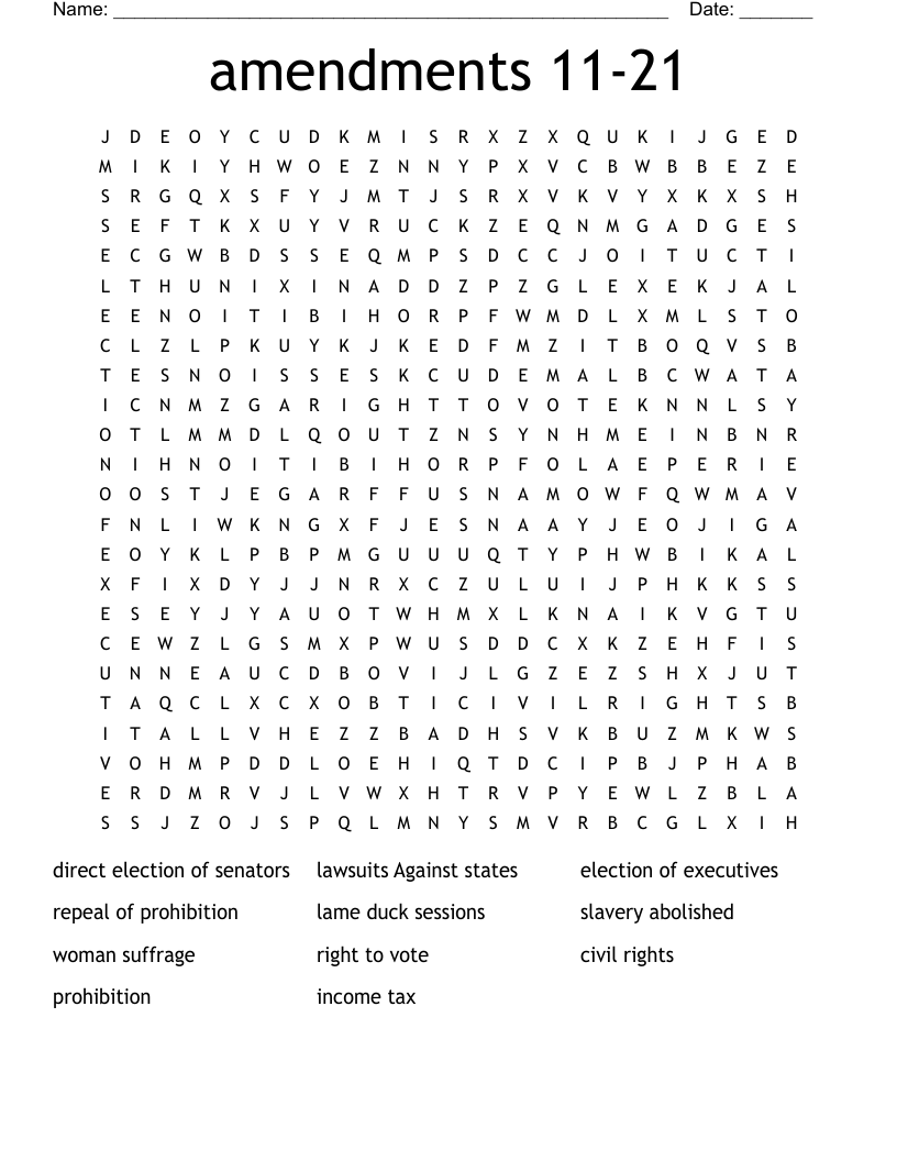 amendments 1121 Word Search WordMint
