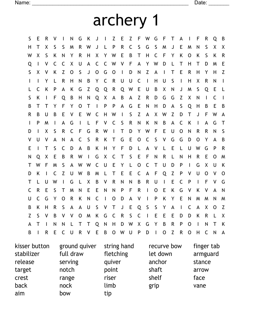 Archery Crossword WordMint