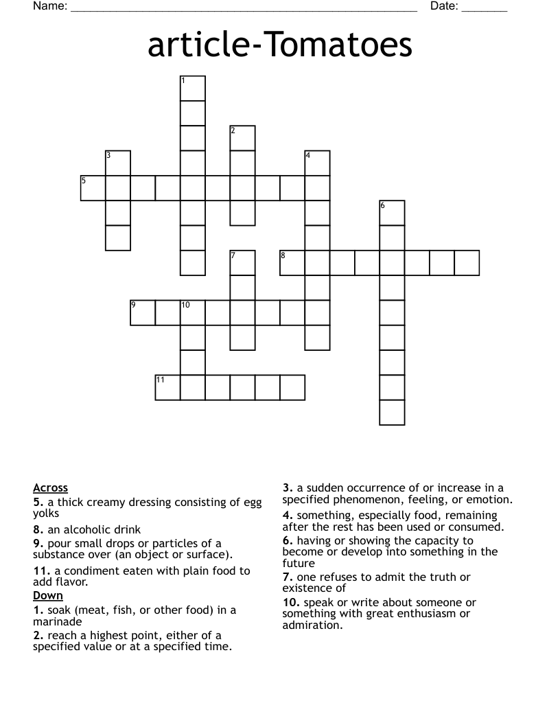 articleTomatoes Crossword WordMint