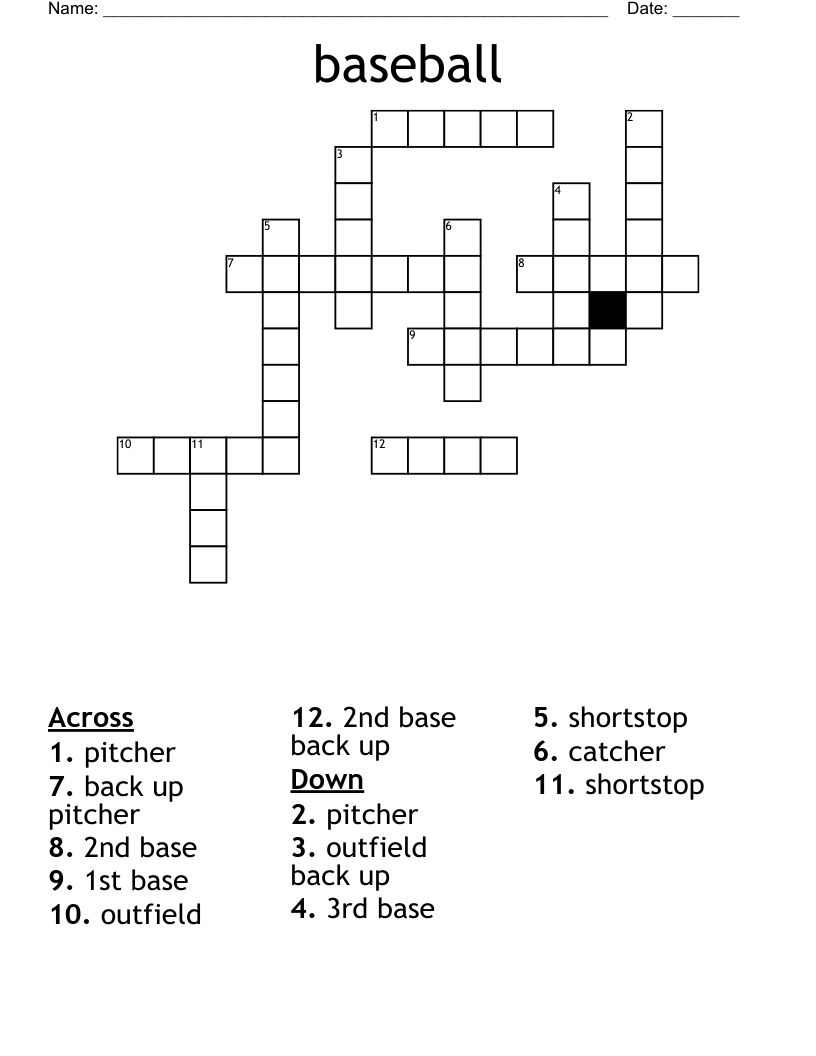 Baseball Crosswords, Word Searches, Bingo Cards WordMint