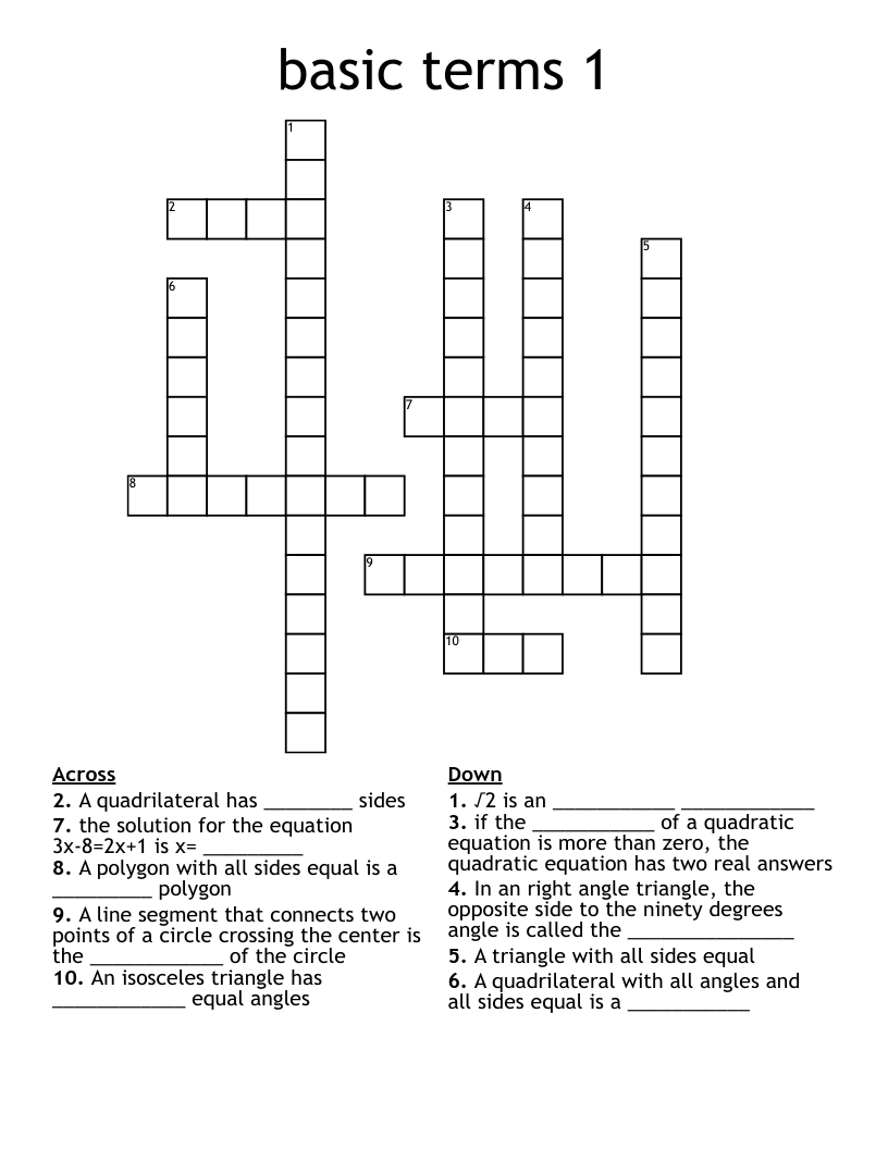 basic terms 1 Crossword WordMint
