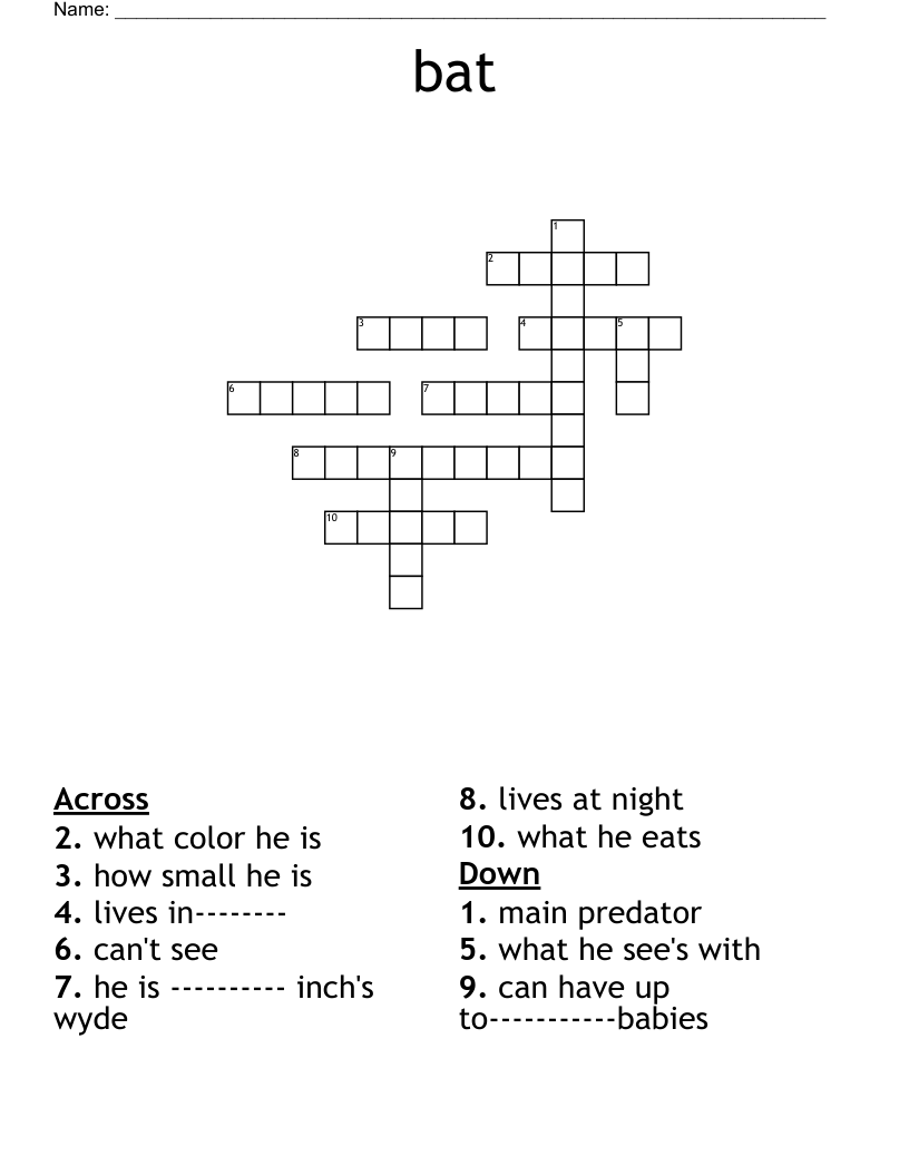 bat Crossword WordMint