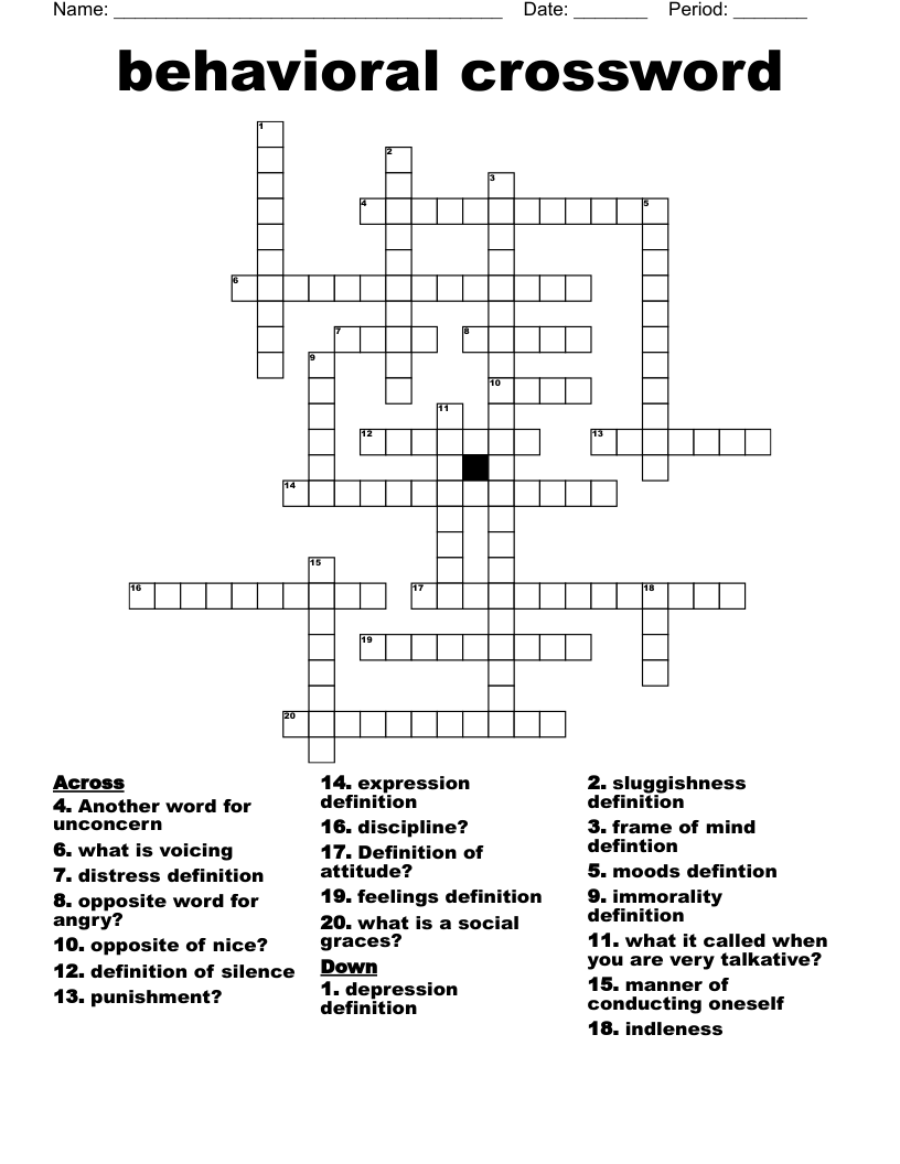 behavioral crossword WordMint